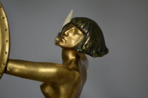 1925 Pierre Le Faguays tall bronze figure : Warrior