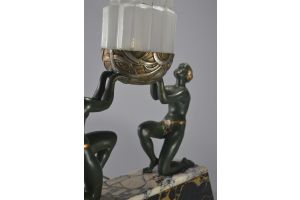 Limousin figural lamp. Metal on marble base
