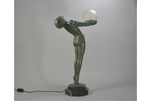 Iconic Max Le Verrier figural lamp. 