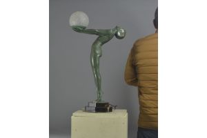 Iconic Max Le Verrier figural lamp. 
