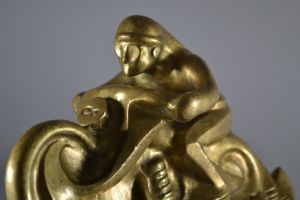 Rare italian futurist bronze of a motorcycle in motion