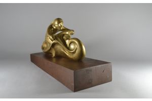 Rare italian futurist bronze of a motorcycle in motion