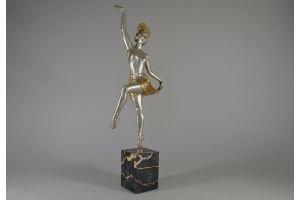 H. Molins tall art deco bronze dancer