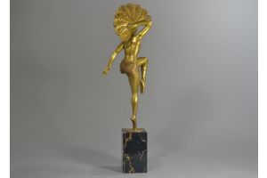 H. MOLINS art deco tall bronze figure cabaret dancer