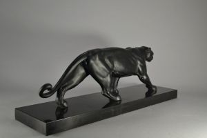 Art deco black panther on marble base