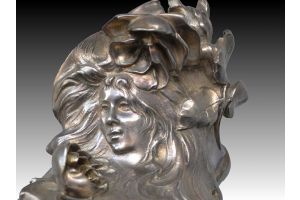 Art nouveau jugendstil bronze clock