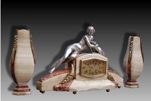 Bronze art deco clock