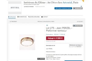 Jean Perzel art deco ceiling lamp brass wings