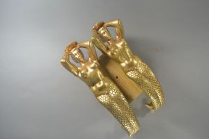 Stunning gilded bronze mermaids door handles