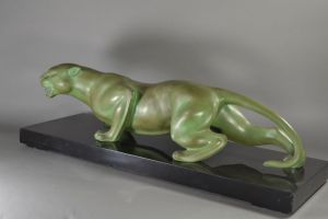 Art deco panther on marble base