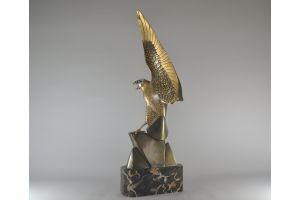 Henri Rischmann, impressive 67cm bronze eagle. Stunning patina.
