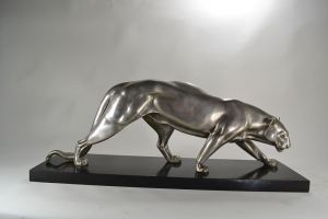 Irenee Rochard silver plated bronze large panther