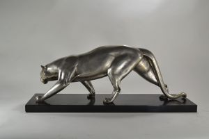 Irenee Rochard silver plated bronze large panther