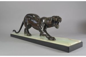 Art deco metal panther signed ROCHARD