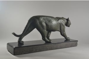 Rulas large art deco panther on marble base