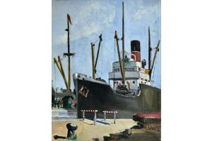 Wim Bosma. (1902-1985) View of a port. Oil on canvas. 1935