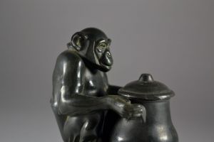 Max Le Verrier art deco monkey inkwell. Early version.