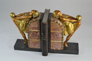 Tall art deco bookends with ladies