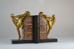 Tall art deco bookends with ladies