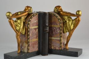 Tall art deco bookends with ladies