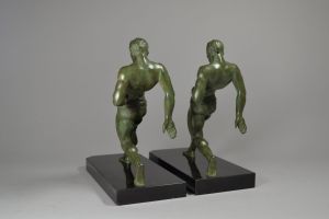 Vramant rare pair of bookends with men
