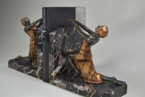 Art deco bookends with ladies