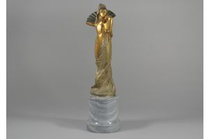 M. Guiraud-Riviere. Bronze figure of a fan spanish dancer