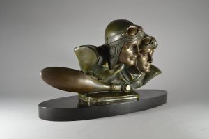 rare aviator sculpture 1930 Coste Et Bellonte