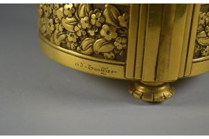 Rare bronze art deco table clock. Stunning quality Signed.