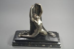 F. Trinque. Art deco bronze dancer figure