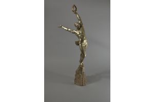 P. Le Faguays tall silver plated bronze figure : Victory