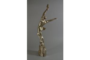 P. Le Faguays tall silver plated bronze figure : Victory