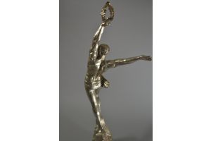 P. Le Faguays tall silver plated bronze figure : Victory