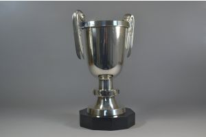 stunning silver plated modernist trophy. 1930.
