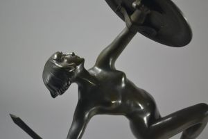 Pierre Le Faguays tall bronze figure. Amazone warrior.